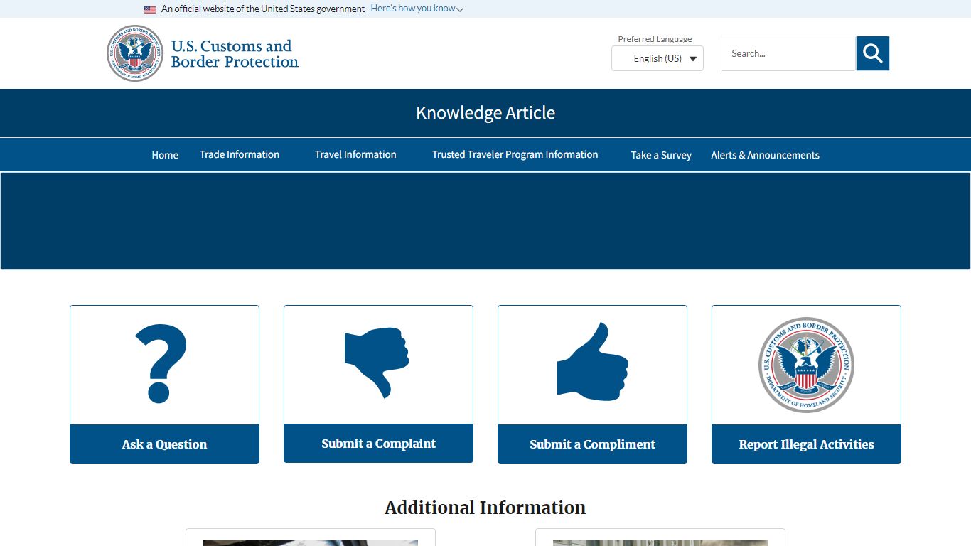 Knowledge Article - U.S. Customs and Border Protection